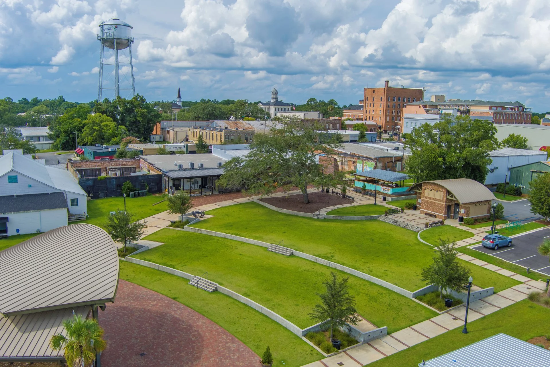 An aerial photograph captures historic downtown Thomasville, GA