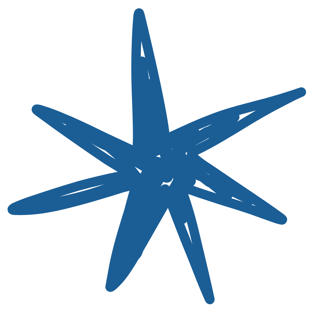 A blue starfish with five arms against a white background.