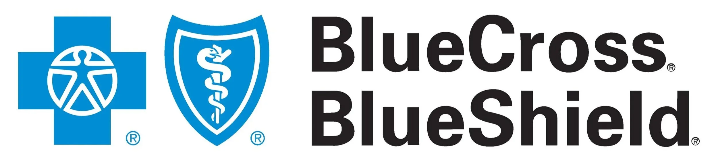 Blue Cross Blue Shield logo with a blue cross, a staff of Asclepius, and the text "BlueCross BlueShield".