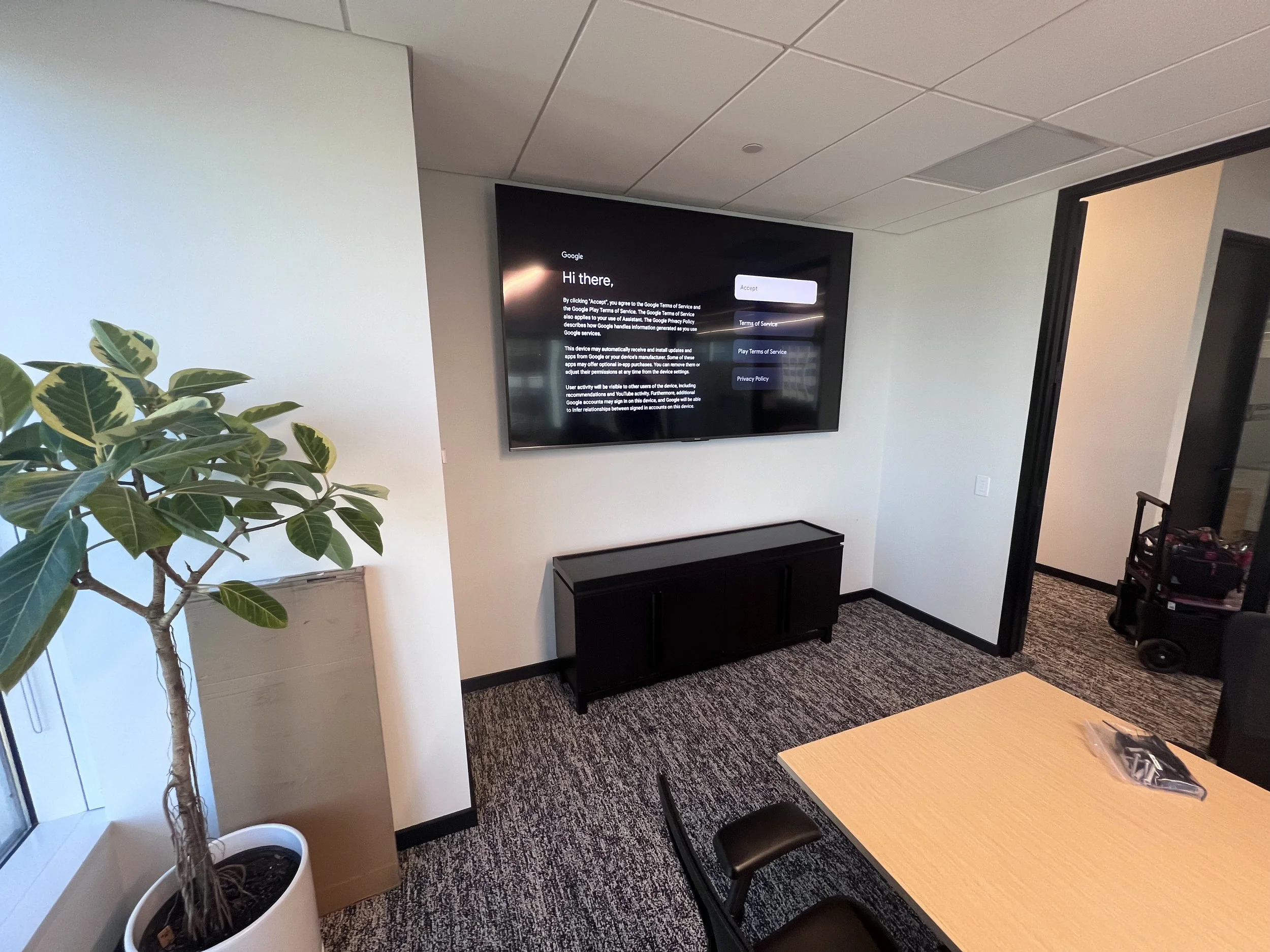 Large 100-inch wall-mounted TV installation for a commercial property in downtown Minneapolis, MN