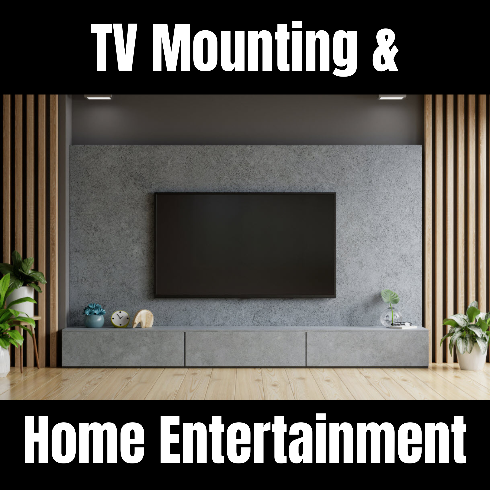 Wall-mounted flat-screen TV installed in a modern living room, representing professional TV mounting and home entertainment services.