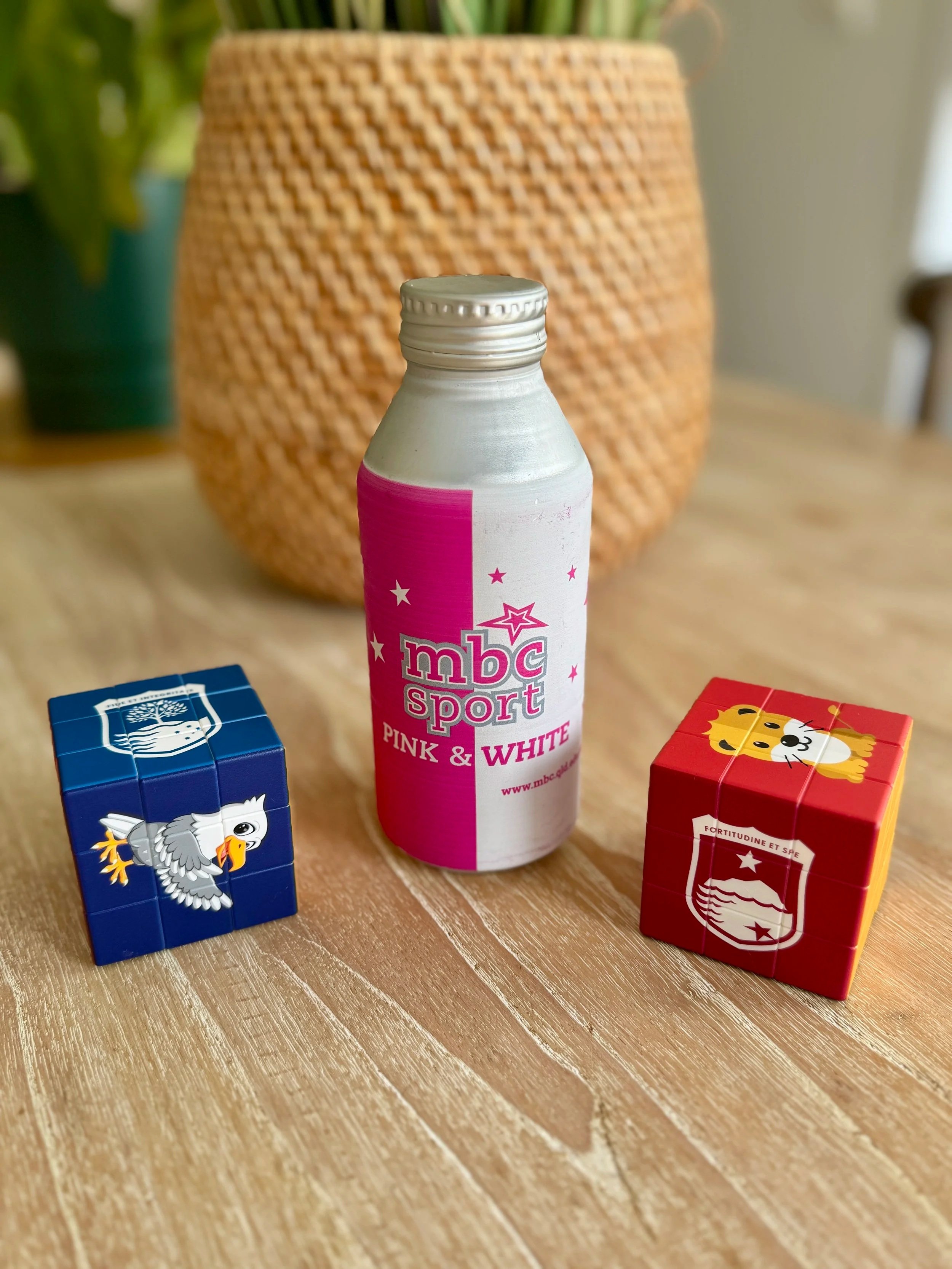 Promotional items drink bottle and rubic cubes