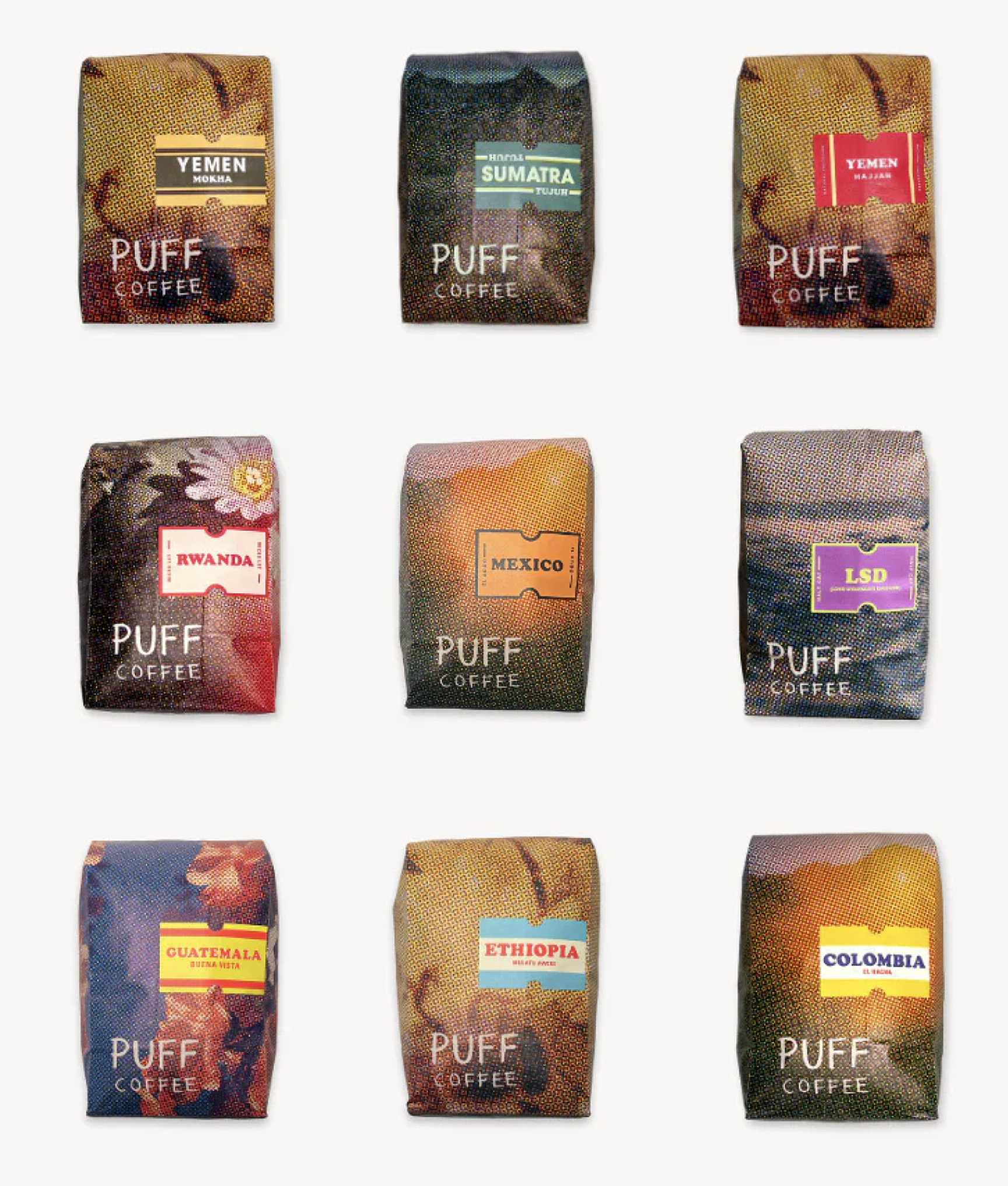 PUFF Coffee bag designs