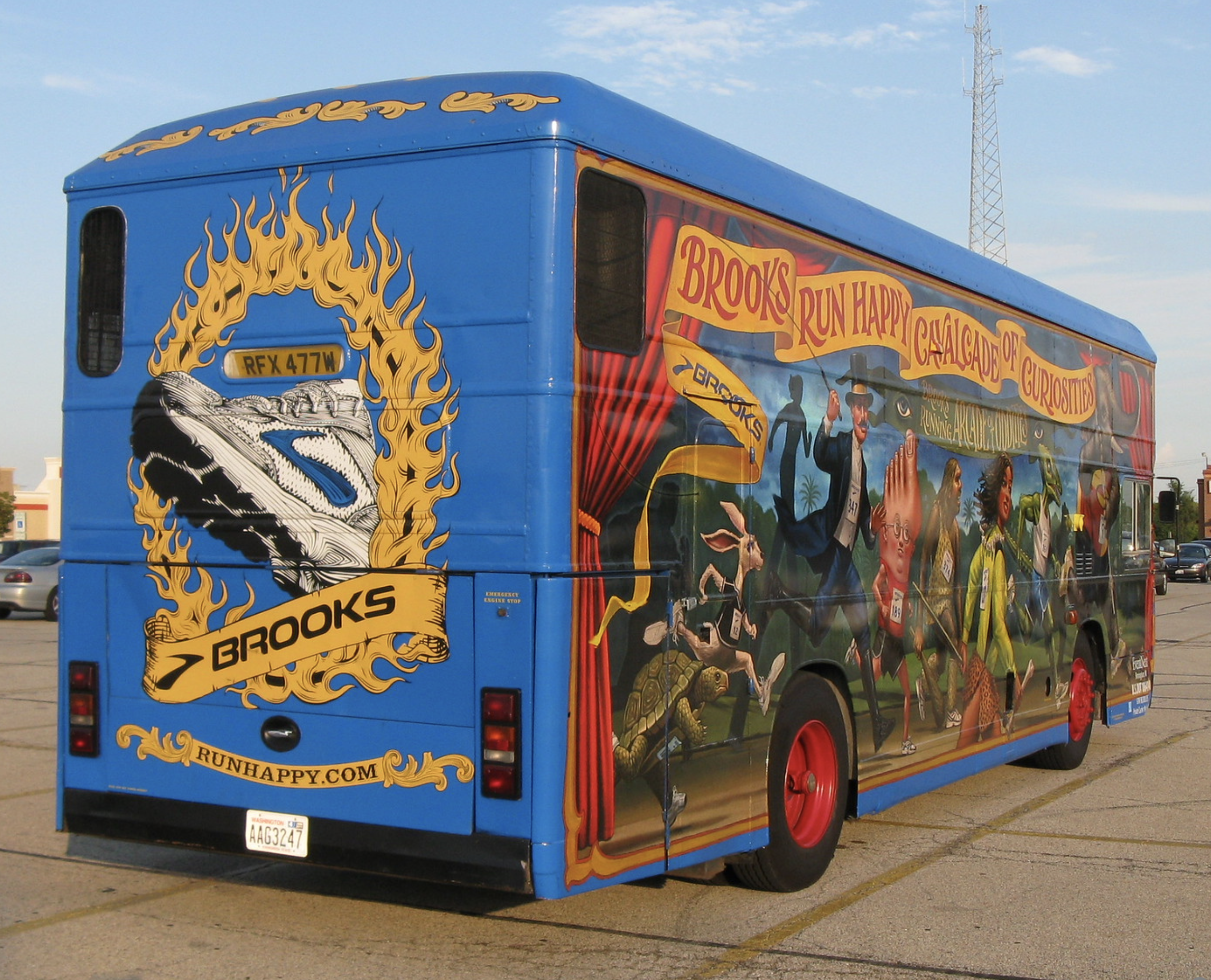 Brooks Running "Cavalcade of Curiosities" event custom double decker bus design