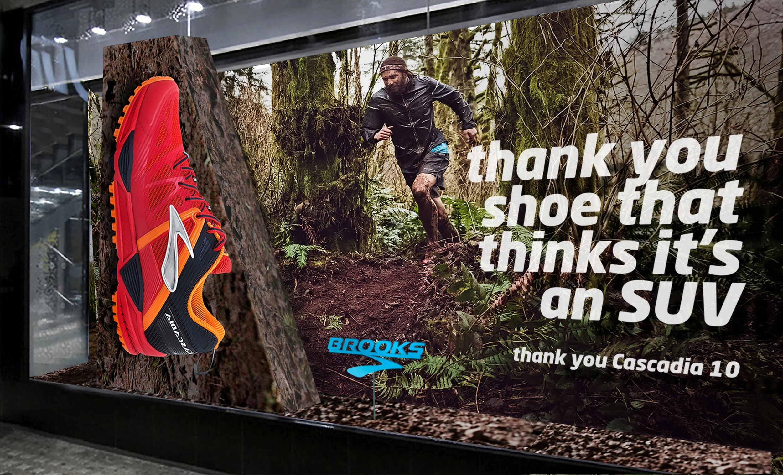 Brooks Running Cascadia 10 window display