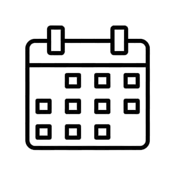 Calendário simples preto e branco com dias marcados.