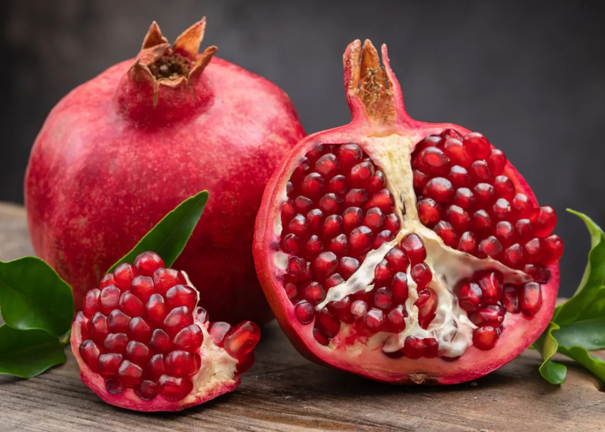Pomegranates with one cut in half