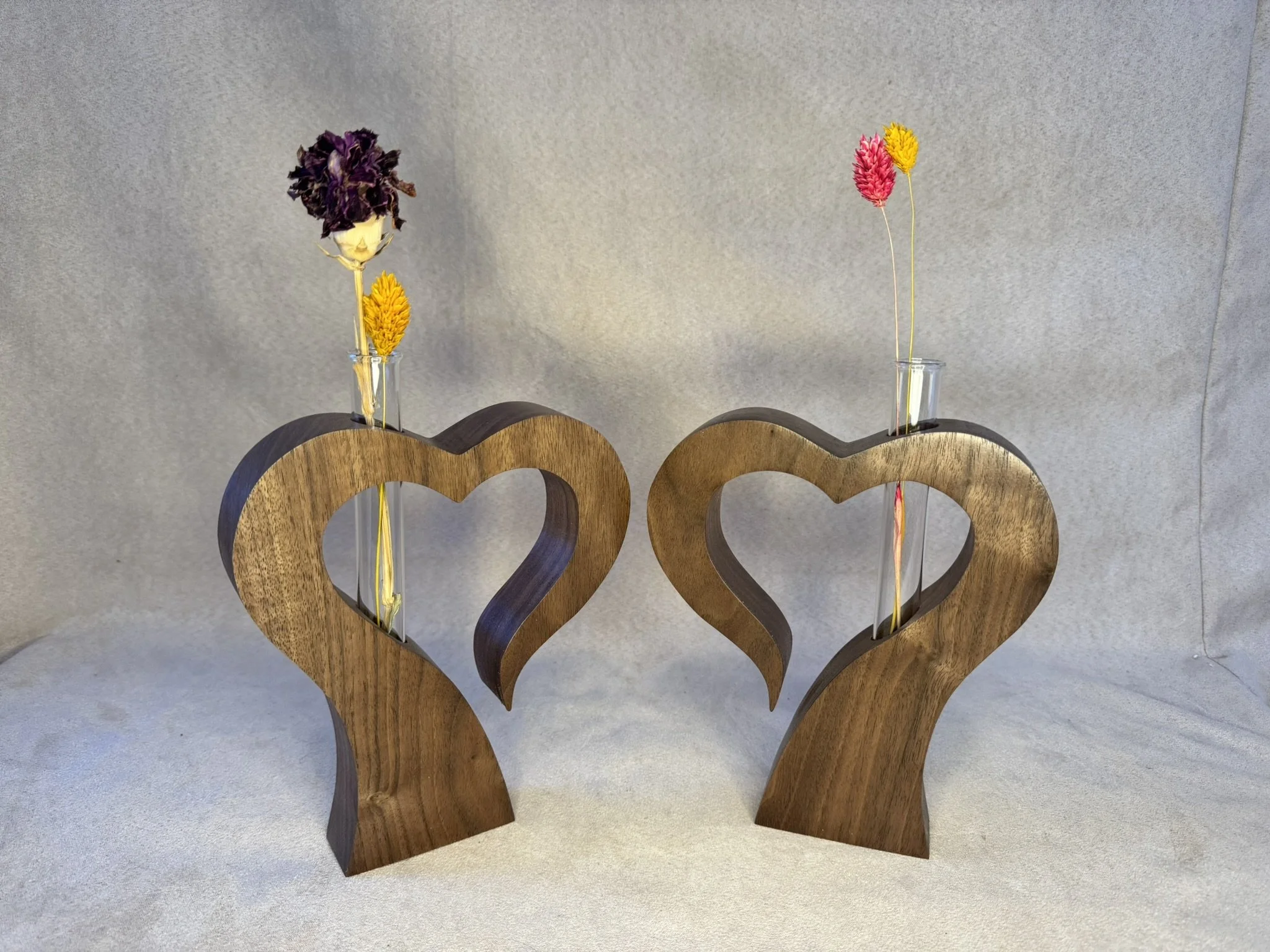 Walnut Heart Vase Sculpture