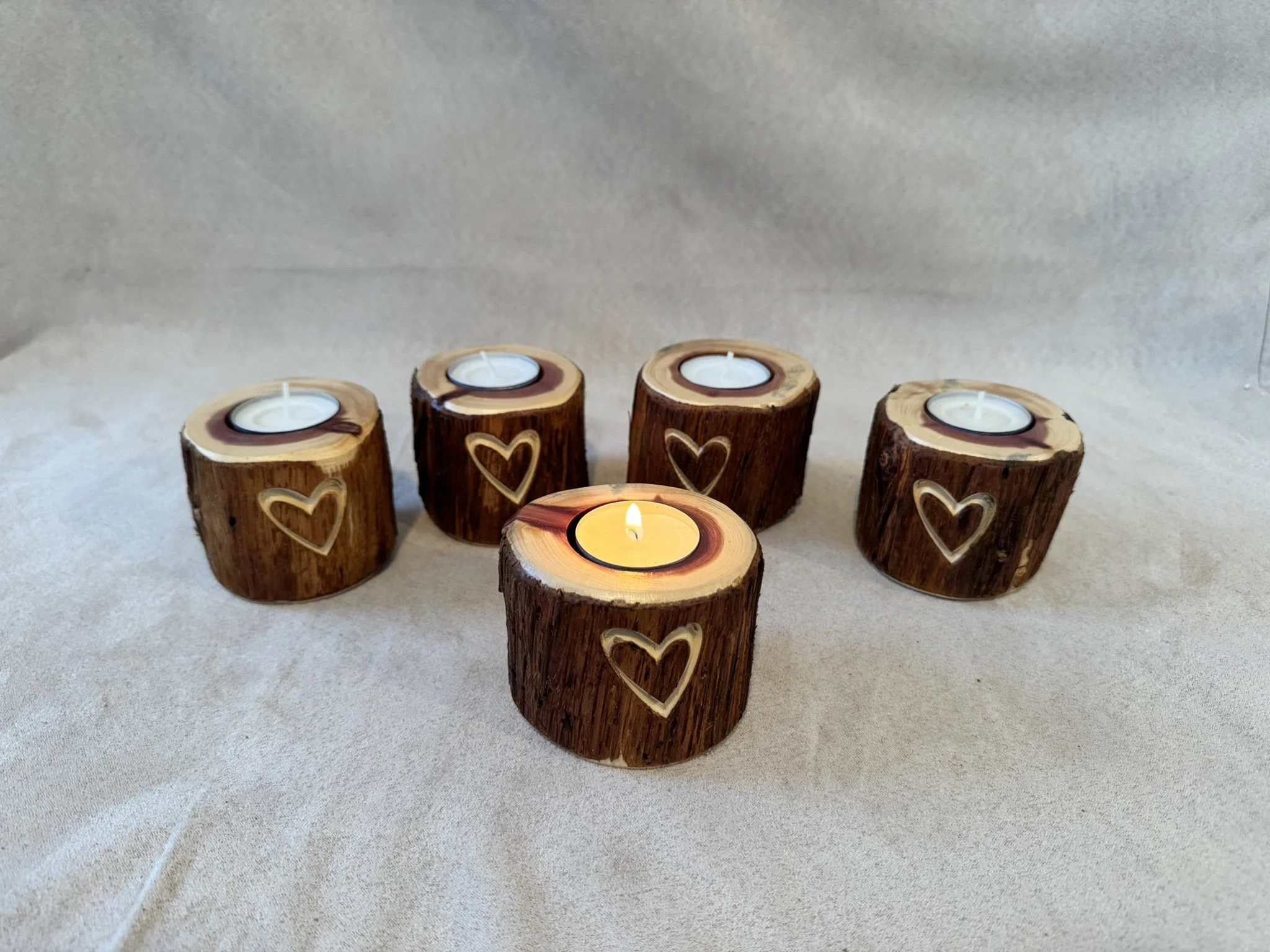 Live-Edge Wood Tea Light Holders