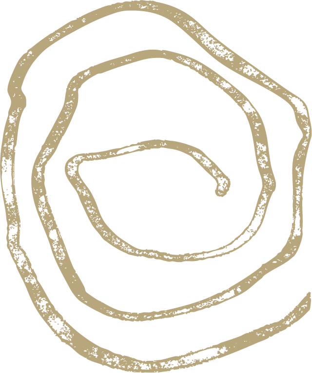 The Vancouver Death Doula logo - an abstract spiral design in beige.