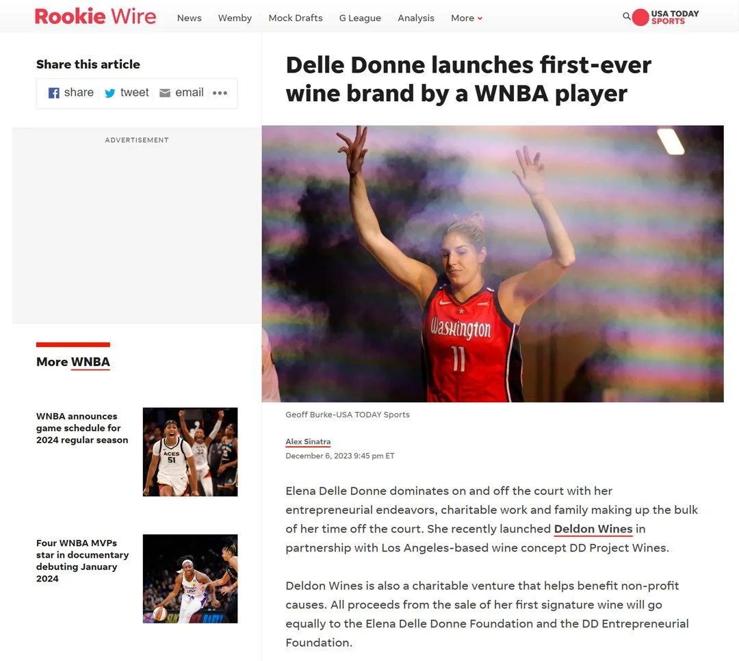 Delle Donne launches first-ever wine brand by a WNBA player.