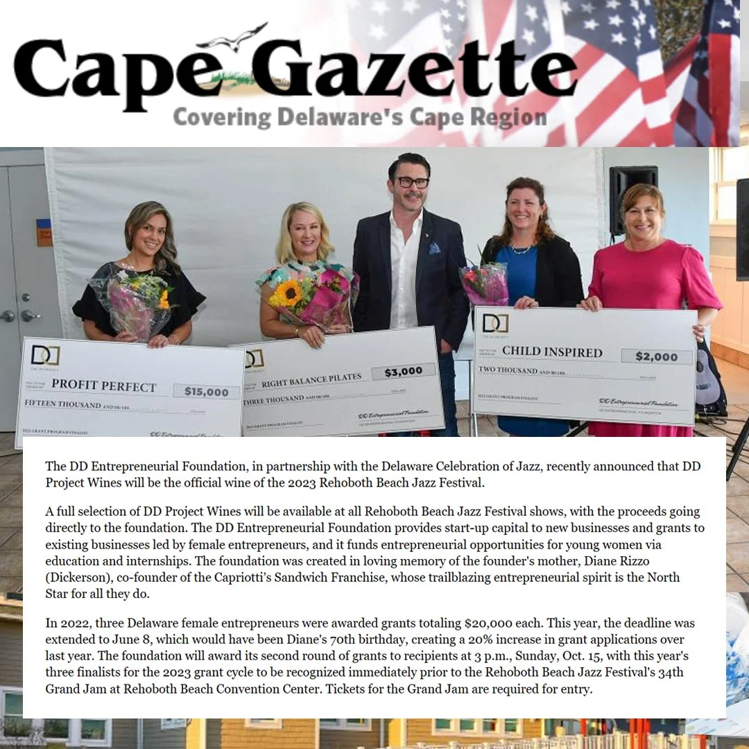 Article about The DD Entrepreneurial Foundation in Cape Gazette – September 8, 2023