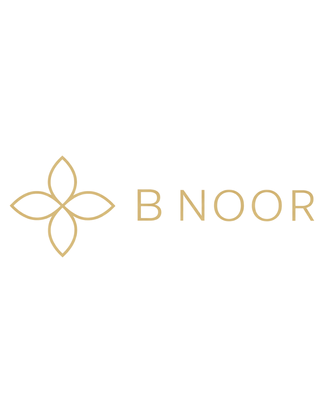 Black background with a gold floral logo and the text 'B NOOR' in gold.