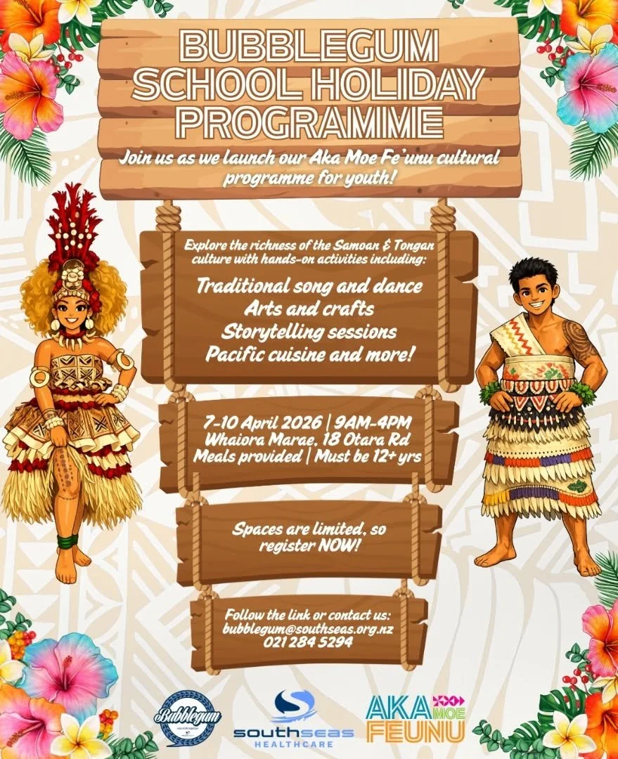 🌺🌊 Get ready to dive into the vibrant and rich world of Pacific Cultures and Arts at the Bubblegum School Holiday Programme! 🎨✨

Open to all young people aged 12 and over, we're bringing back our epic programme with a special twist&mdash;the addit