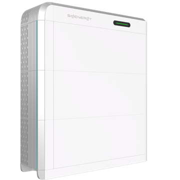 Une unité de stockage d'énergie solaire hybride de la marque SolaX, blanche, moderne, avec un écran LED en haut et un design épuré.