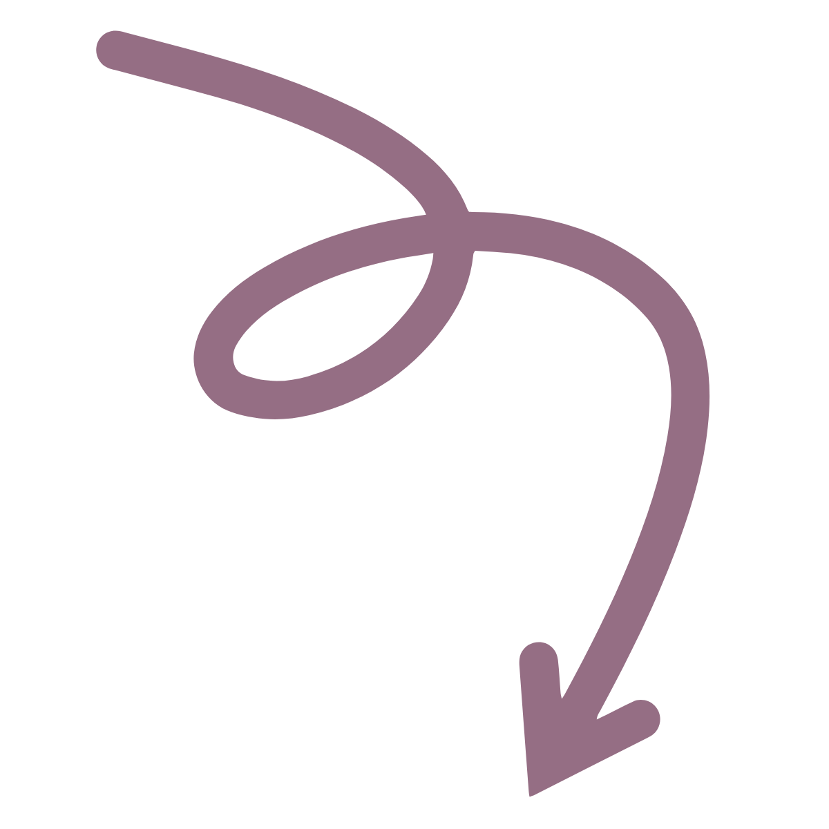 Purple arrow pointing downward with a loop at the top.