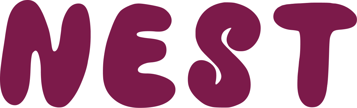 Close-up of the word 'WEST' written in stylized, bold, purple letterings on a black background.