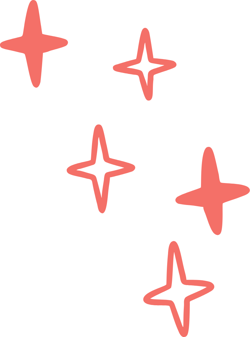 Red and pink star-shaped sparkles scattered on a black background.