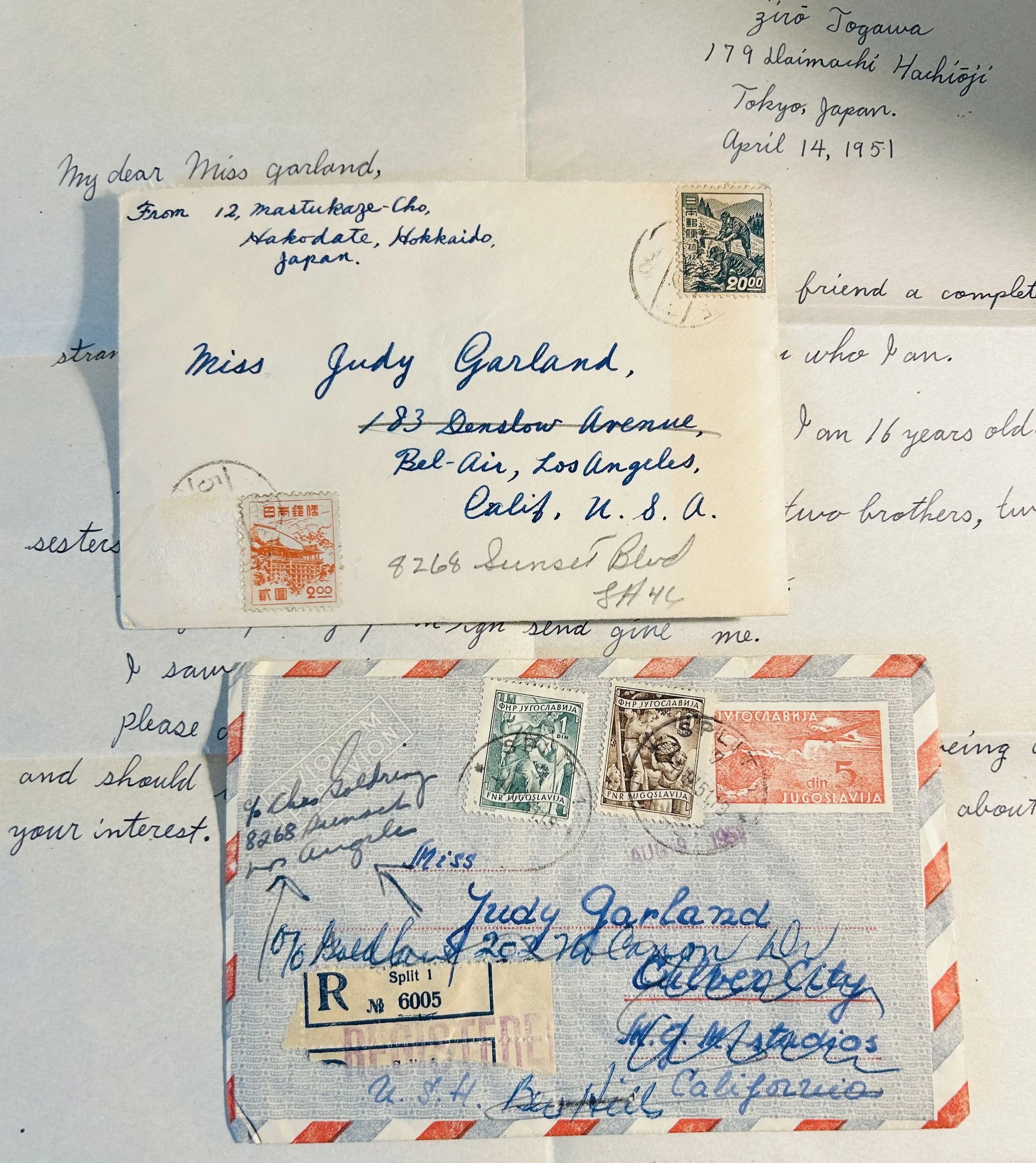 “Archival correspondence from Judy Garland collection”