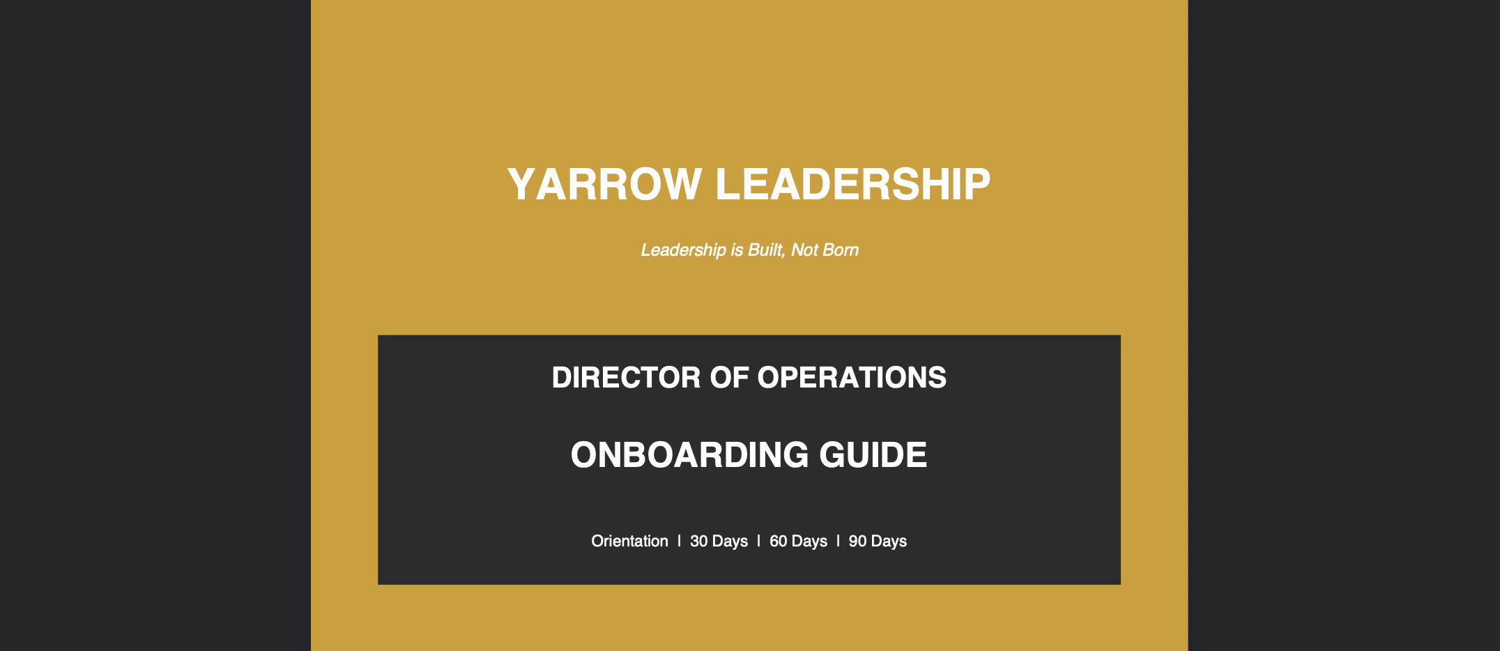 Onboarding Guide - Director of Operations