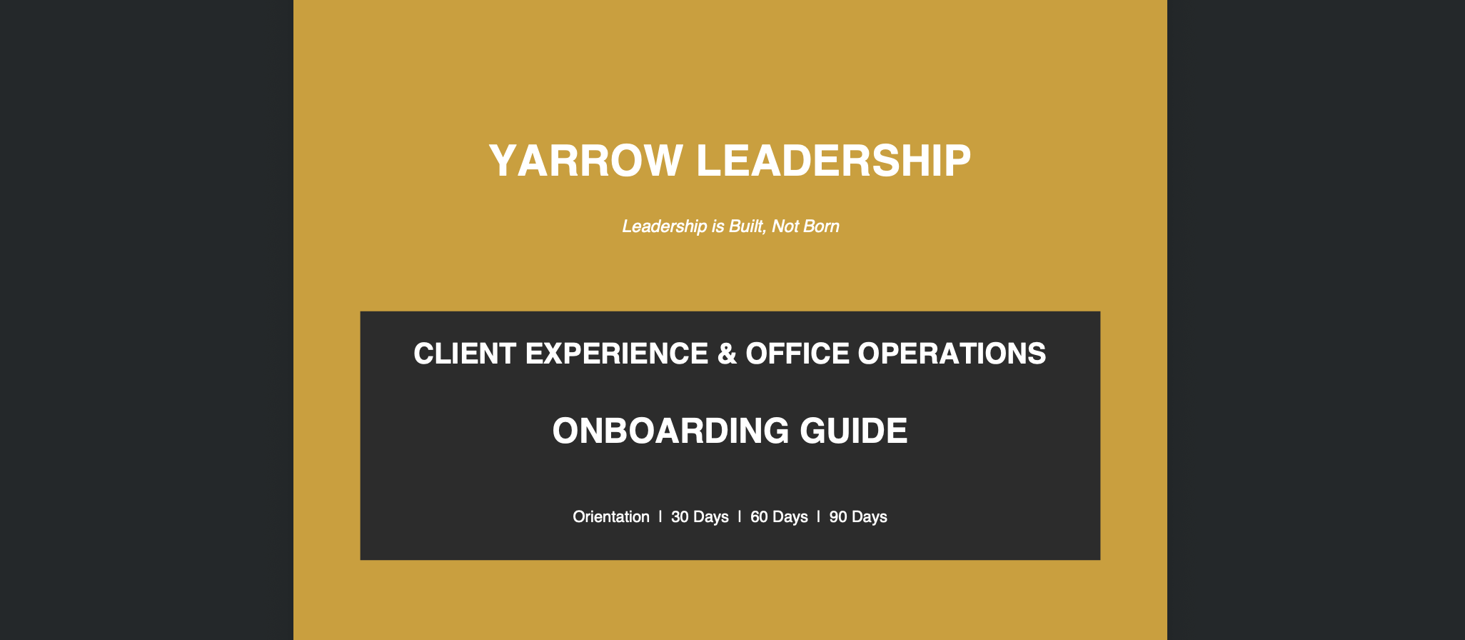 Onboarding Guide - Client Experience and Office Operations