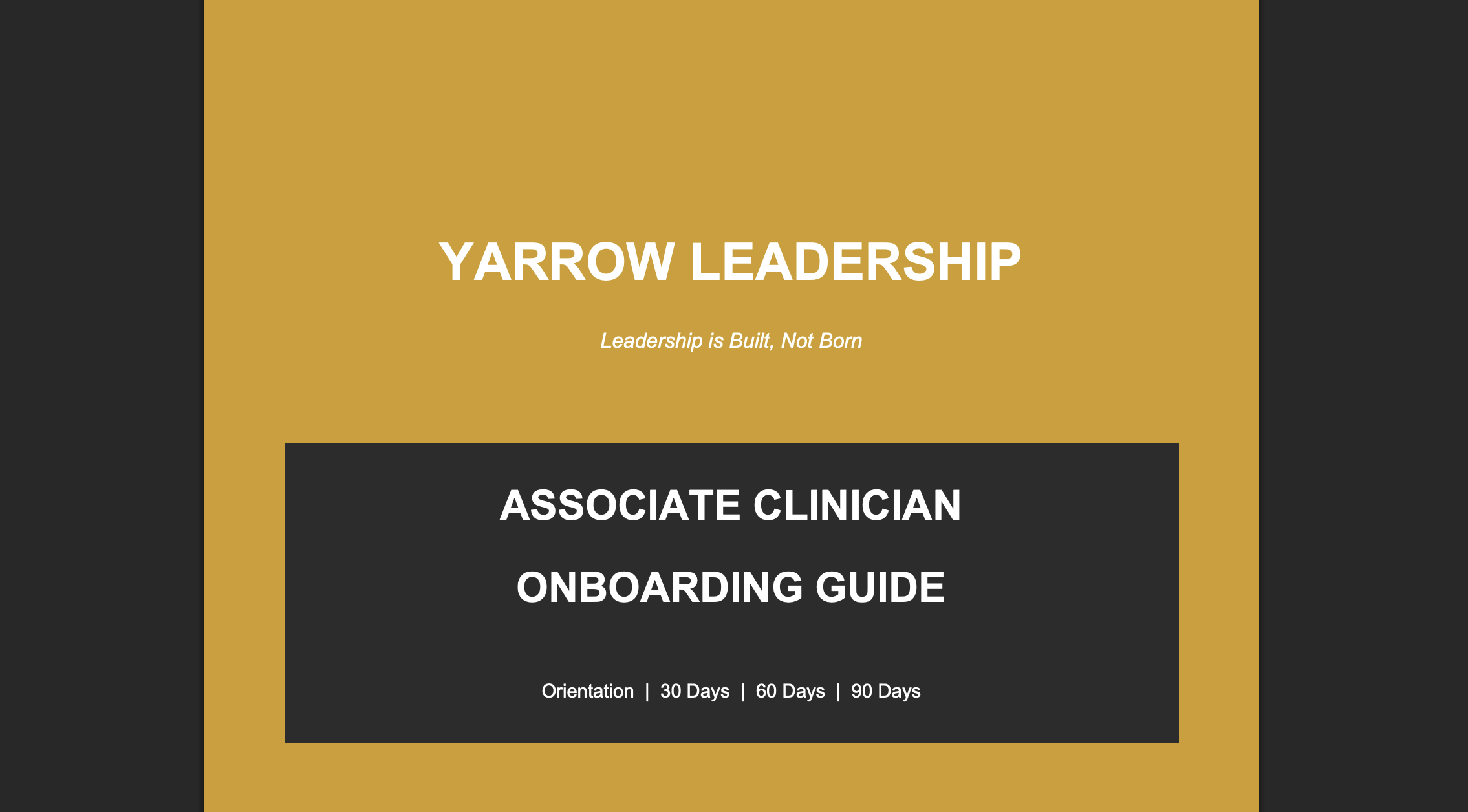 Onboarding Guide - Associate Clinician
