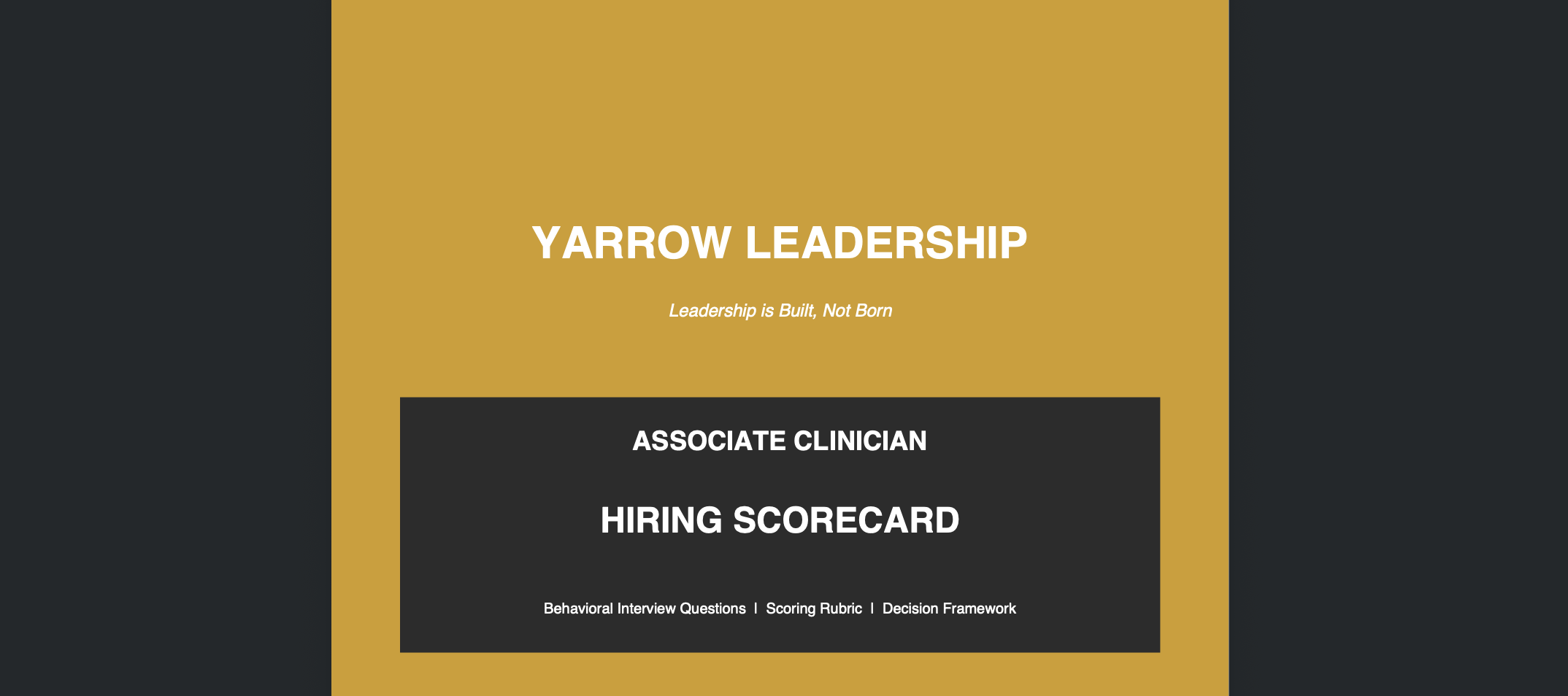 Hiring Scorecard - Associate Clinician