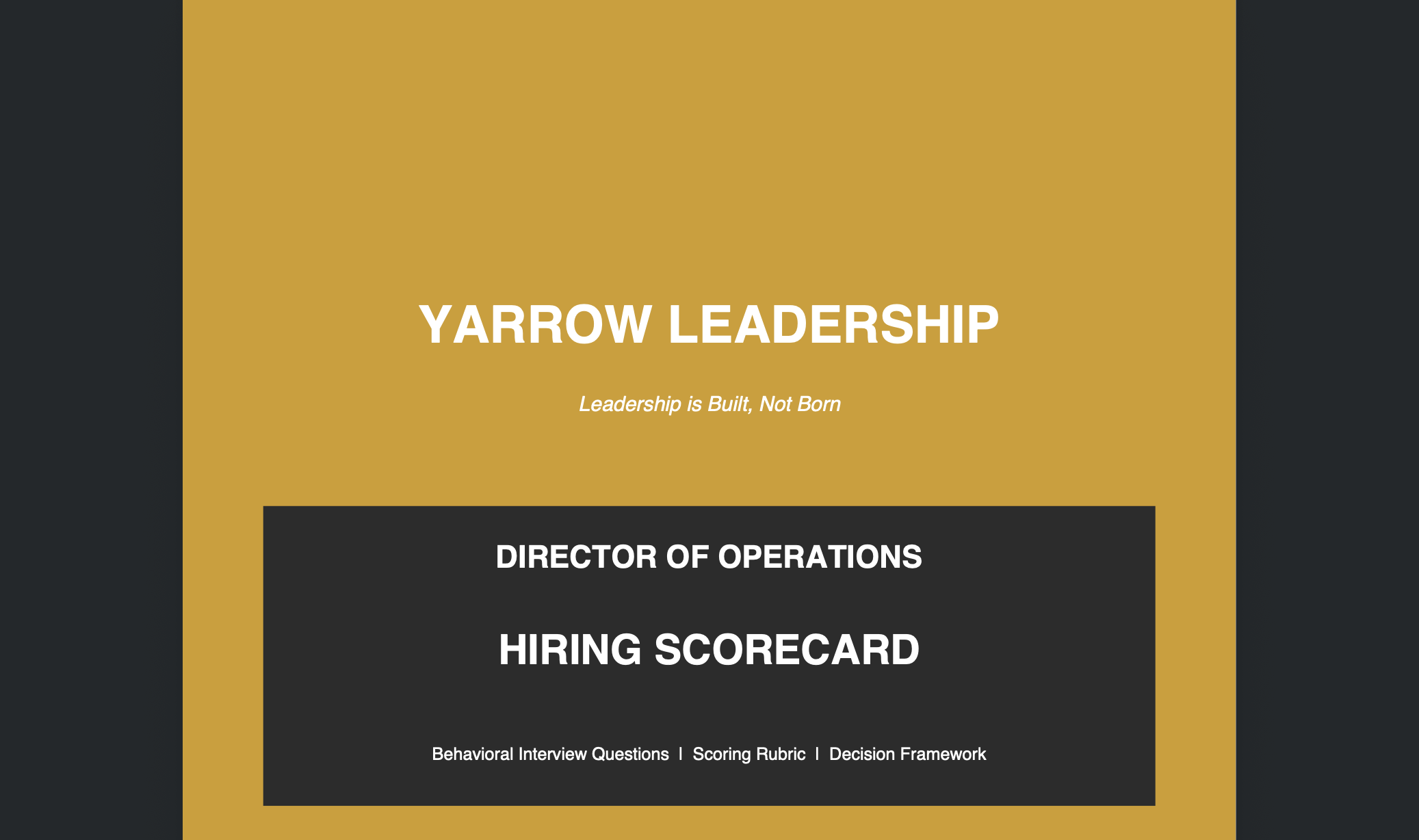 Hiring Scorecard - Director of Operations