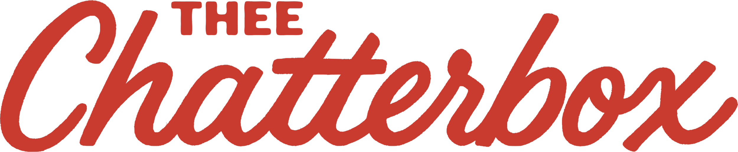 Logo of The Chatterbox in red cursive font.