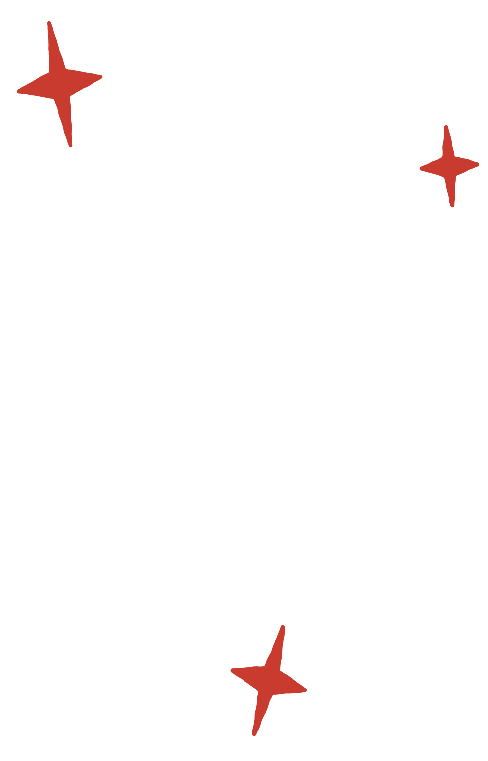 A black silhouette of a person playing a string instrument, possibly a double bass, with red stars around the figure.