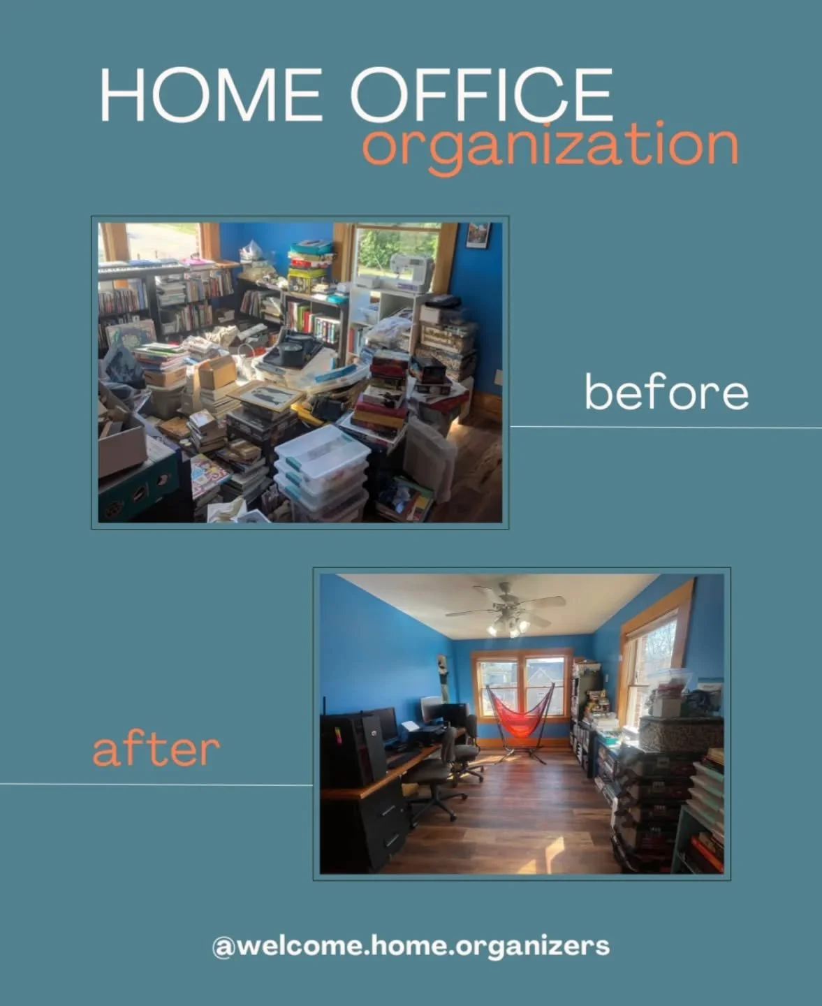 There is nothing more satisfying than a home office refresh. We turned piles of papers and stacks of books into neat, beautifully organized shelves. 

Looking at this "after" shot is 💯 !