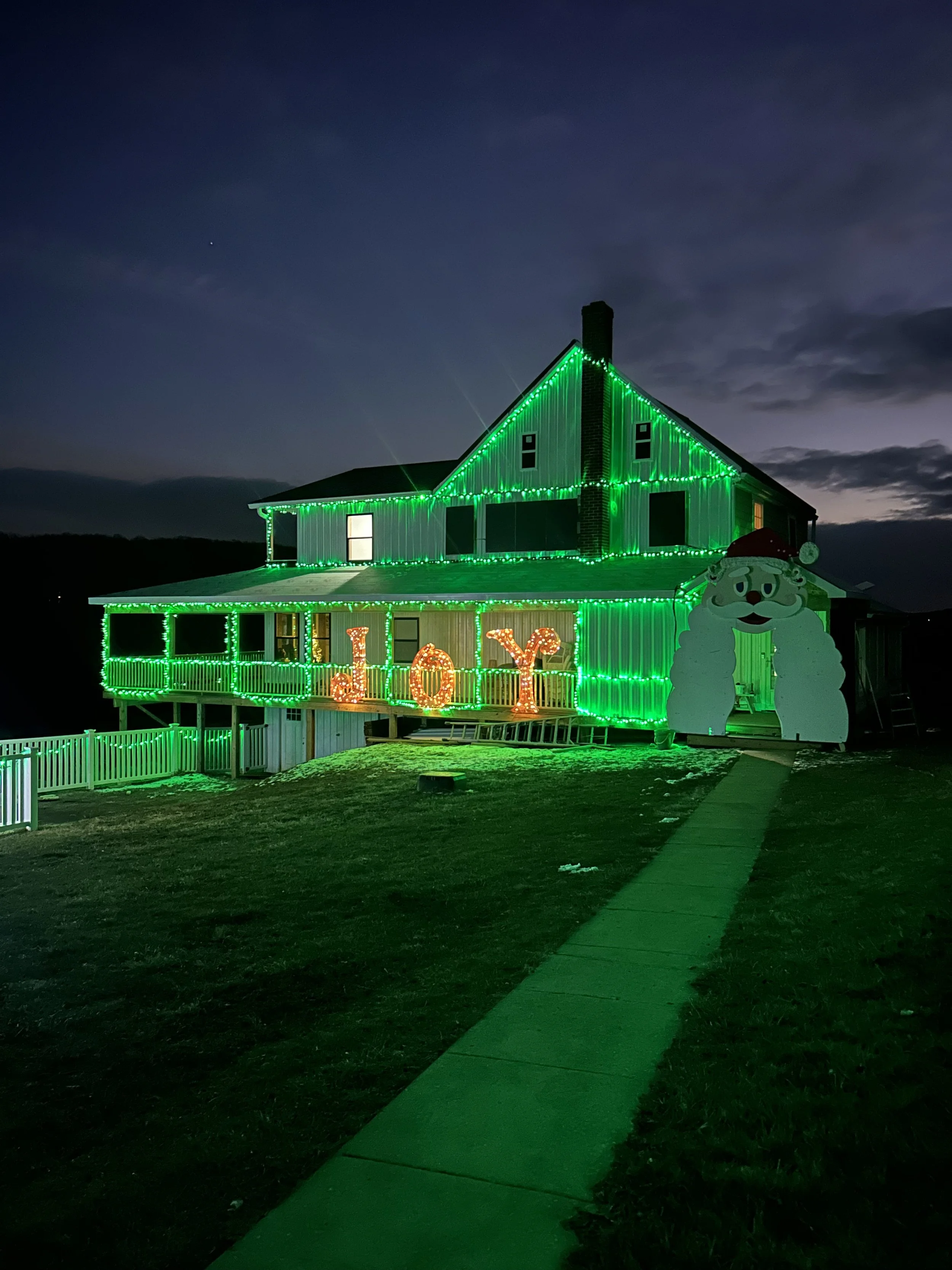 Christmas lights on house