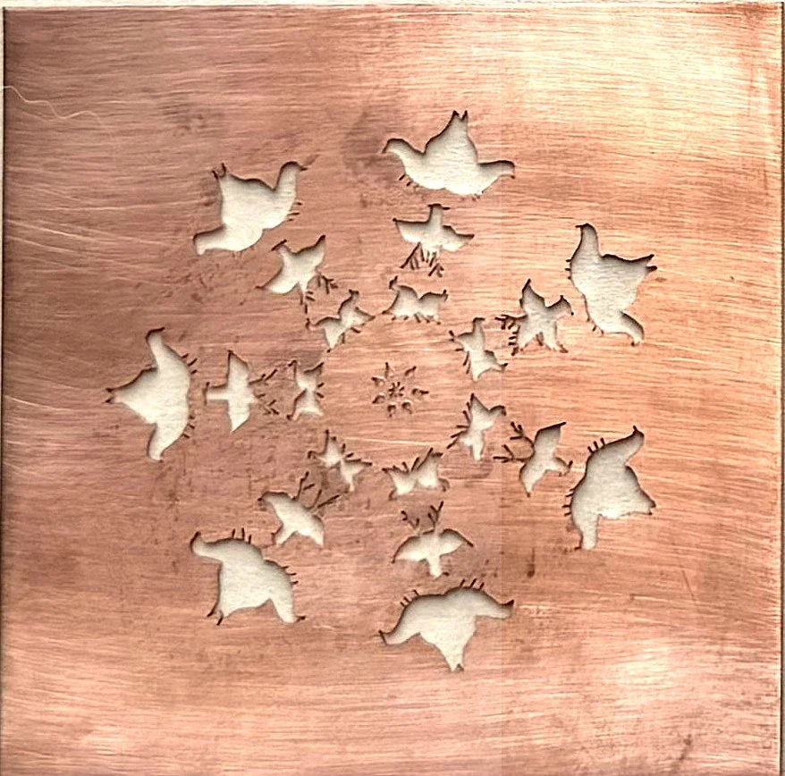 Hidden Mosaics c.1 Copper, hand sawn 5"x5"