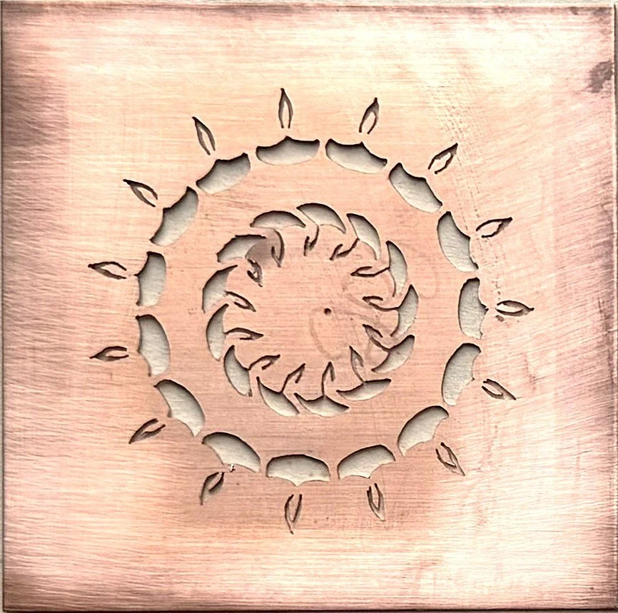 Hidden Mosaics c.3 Copper, hand sawn 5"x5"