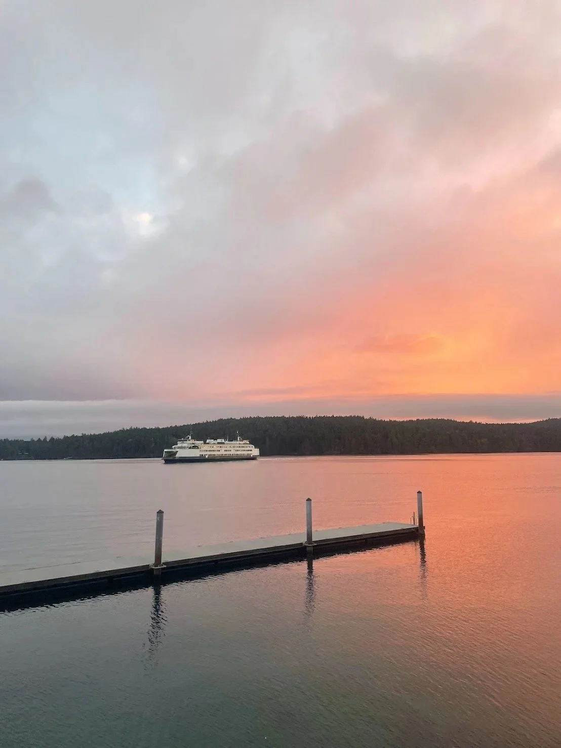 A Washington State ferry during sunset