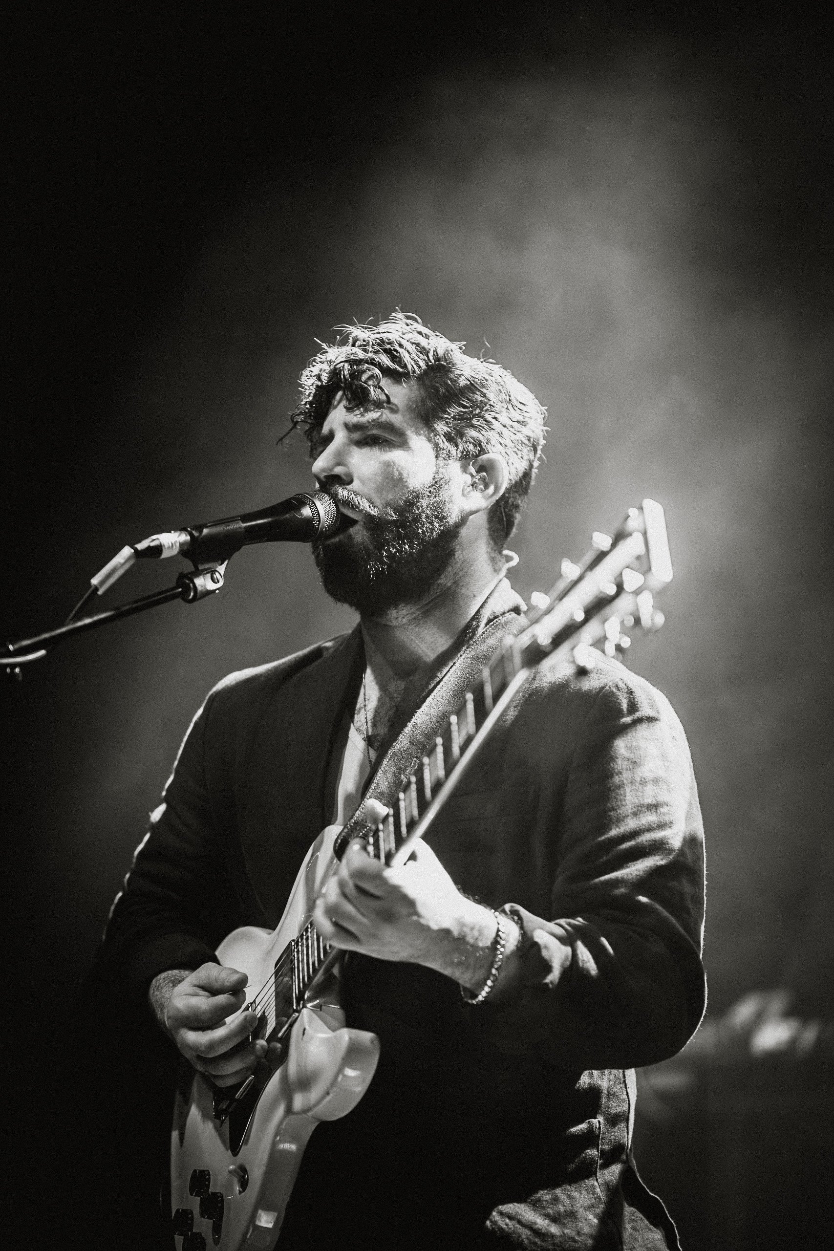 Yannis Philippakis performing with Yannis & The Yaw at O2 Shepherd's Bush Empire
