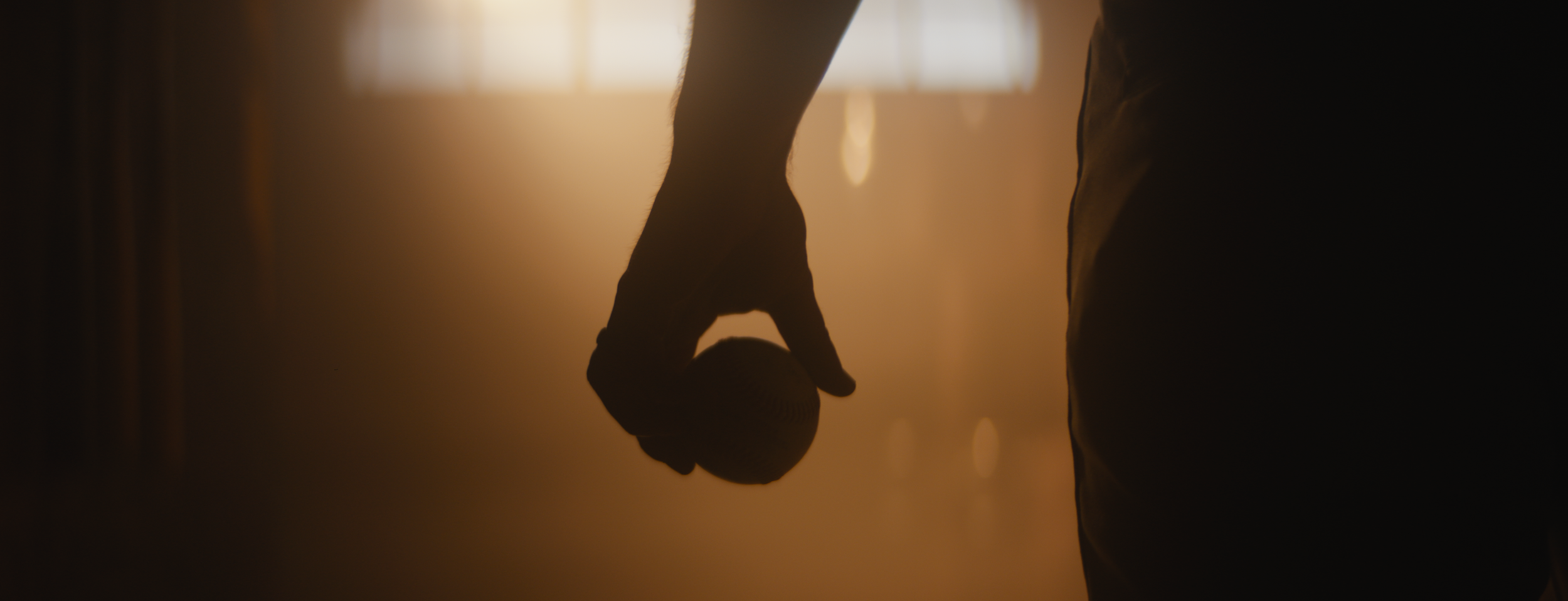 A person holding a microphone in their hand, with backlighting creating a silhouette effect.