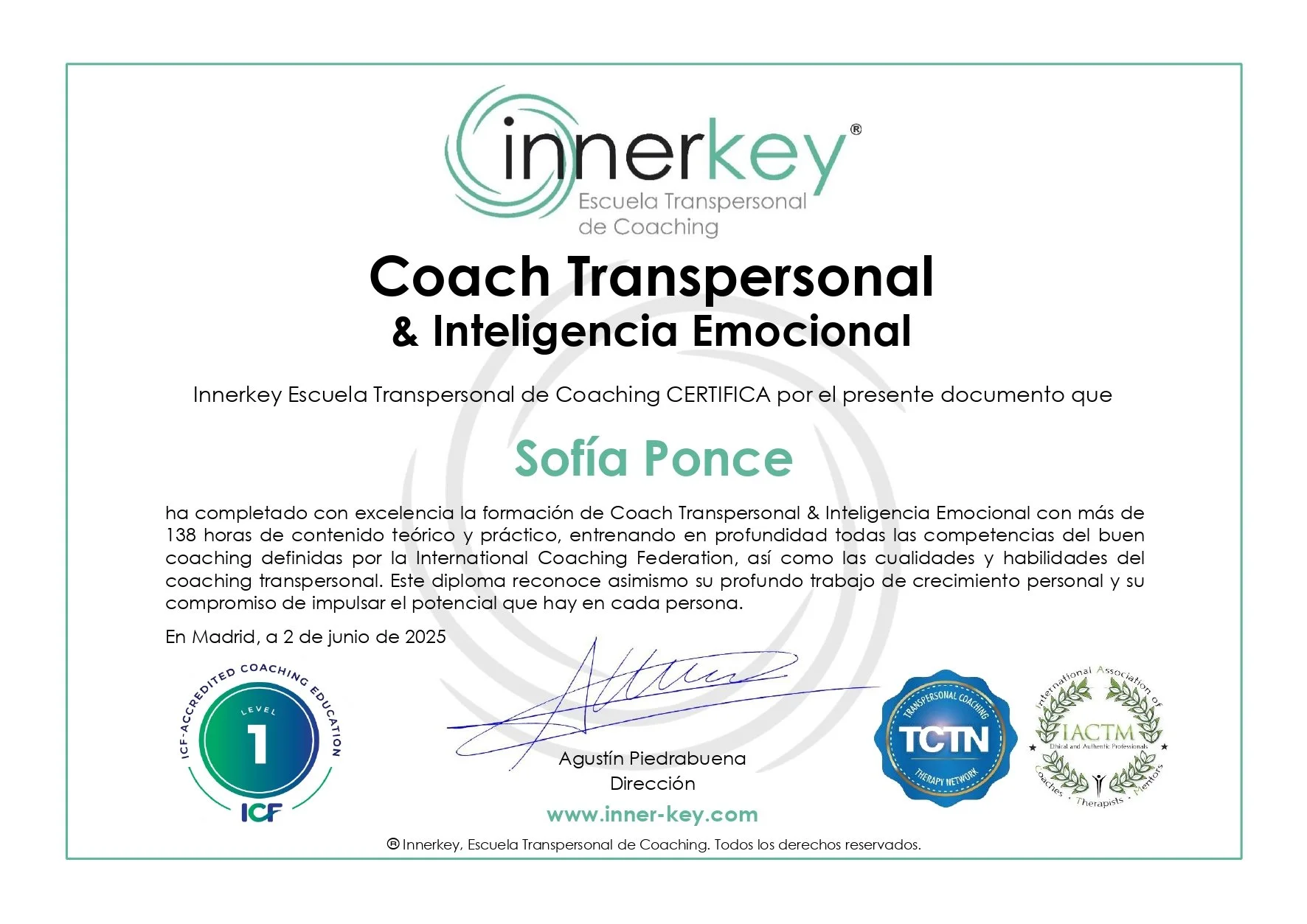 COACH TRANSPERSONAL & INTELIGENCIA EMOCIONAL - INNERKEY
