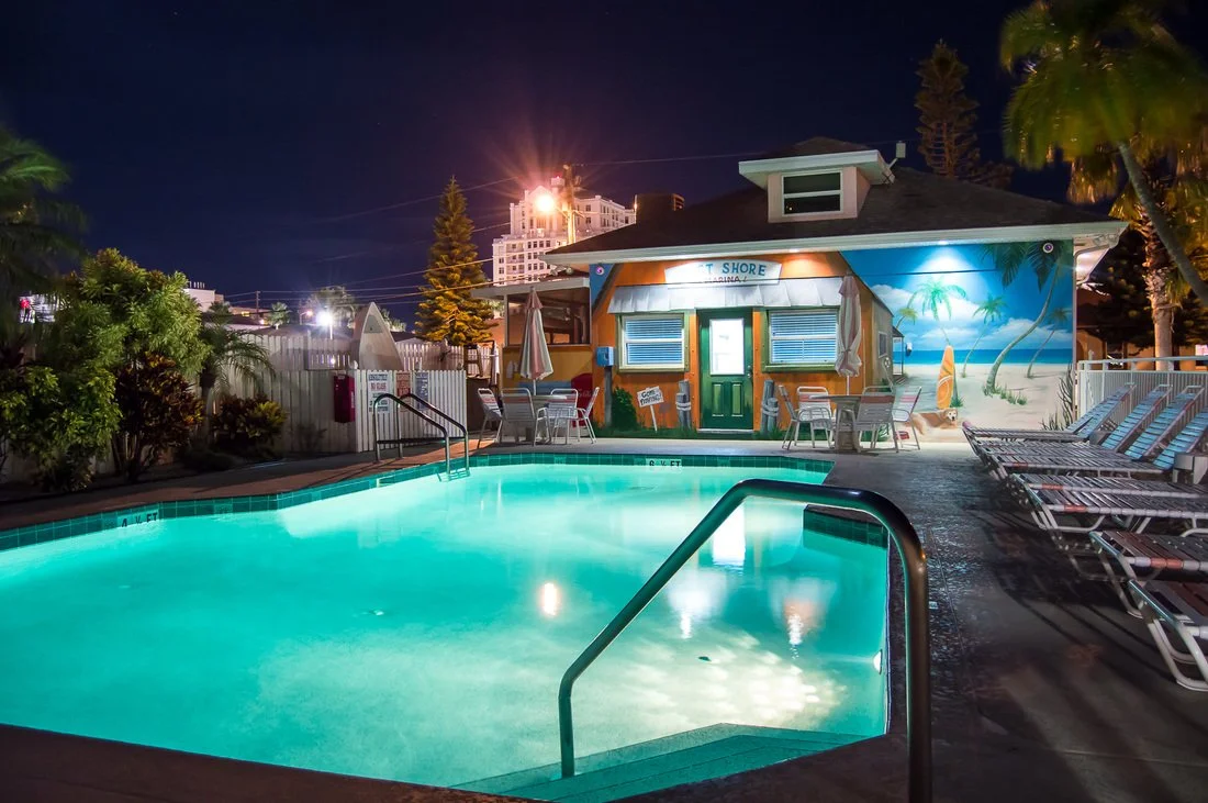 Pool at Night at East Shore Resort