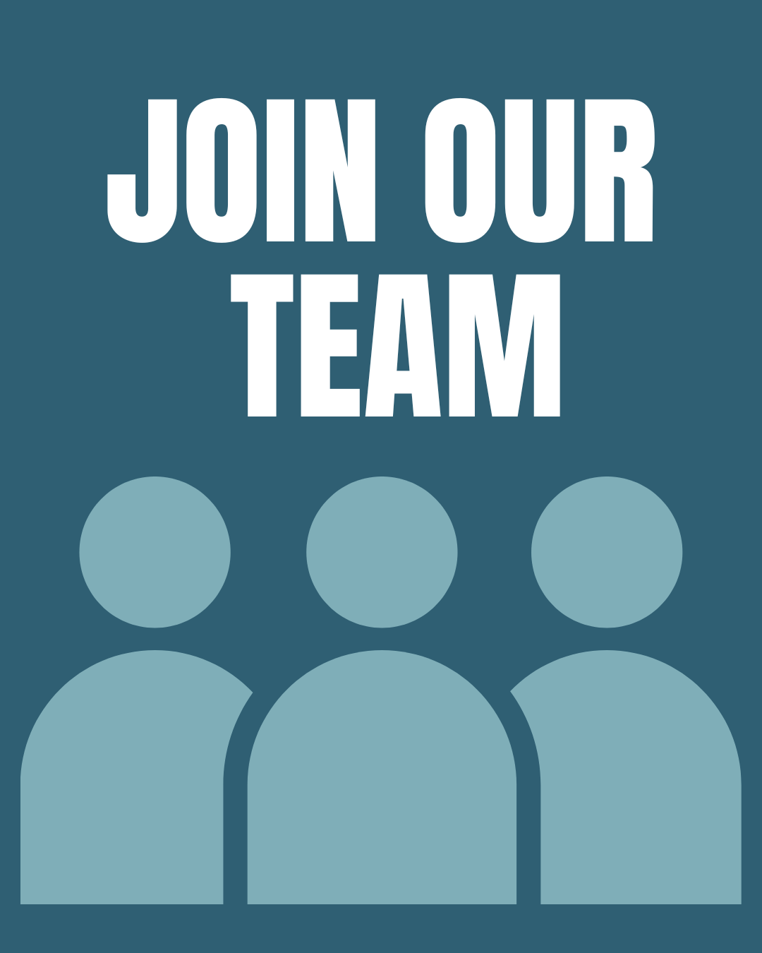 Graphic with the text 'Join Our Team' and three stylized human figures below.