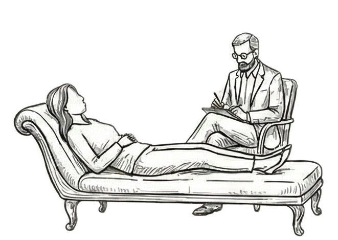 A woman lying on a hospital bed having a consultation with a doctor.