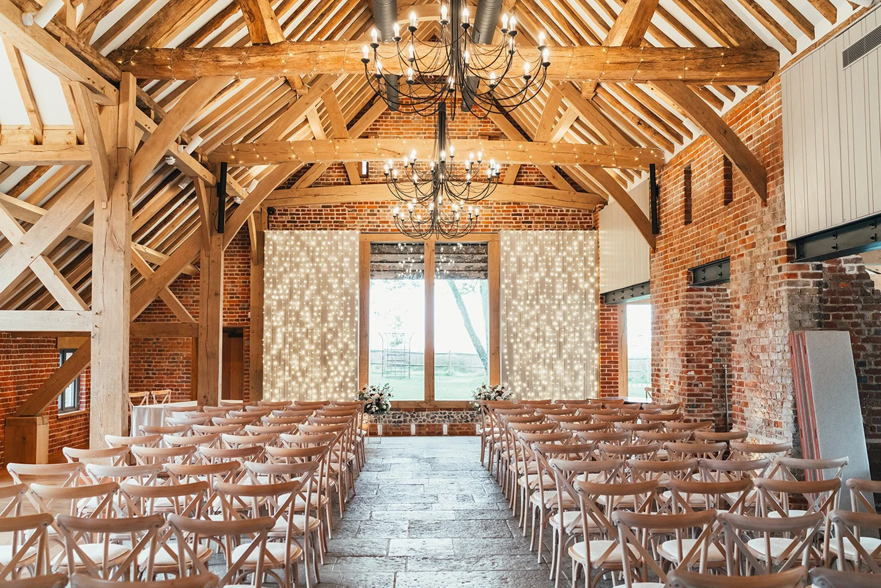 Wedding ceremony inside Rackleys Barn