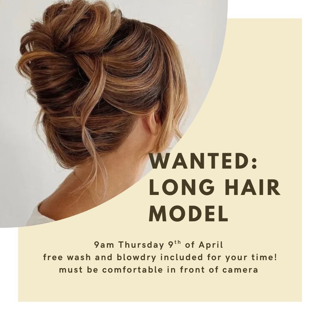 WANTED: long hair model for a glam styling session &mdash; complimentary wash + blow-dry, must be comfortable on camera for content. Thursday April 9th, 9am. I&rsquo;ll be opening monthly model calls to upskill and showcase more styling, cuts and col