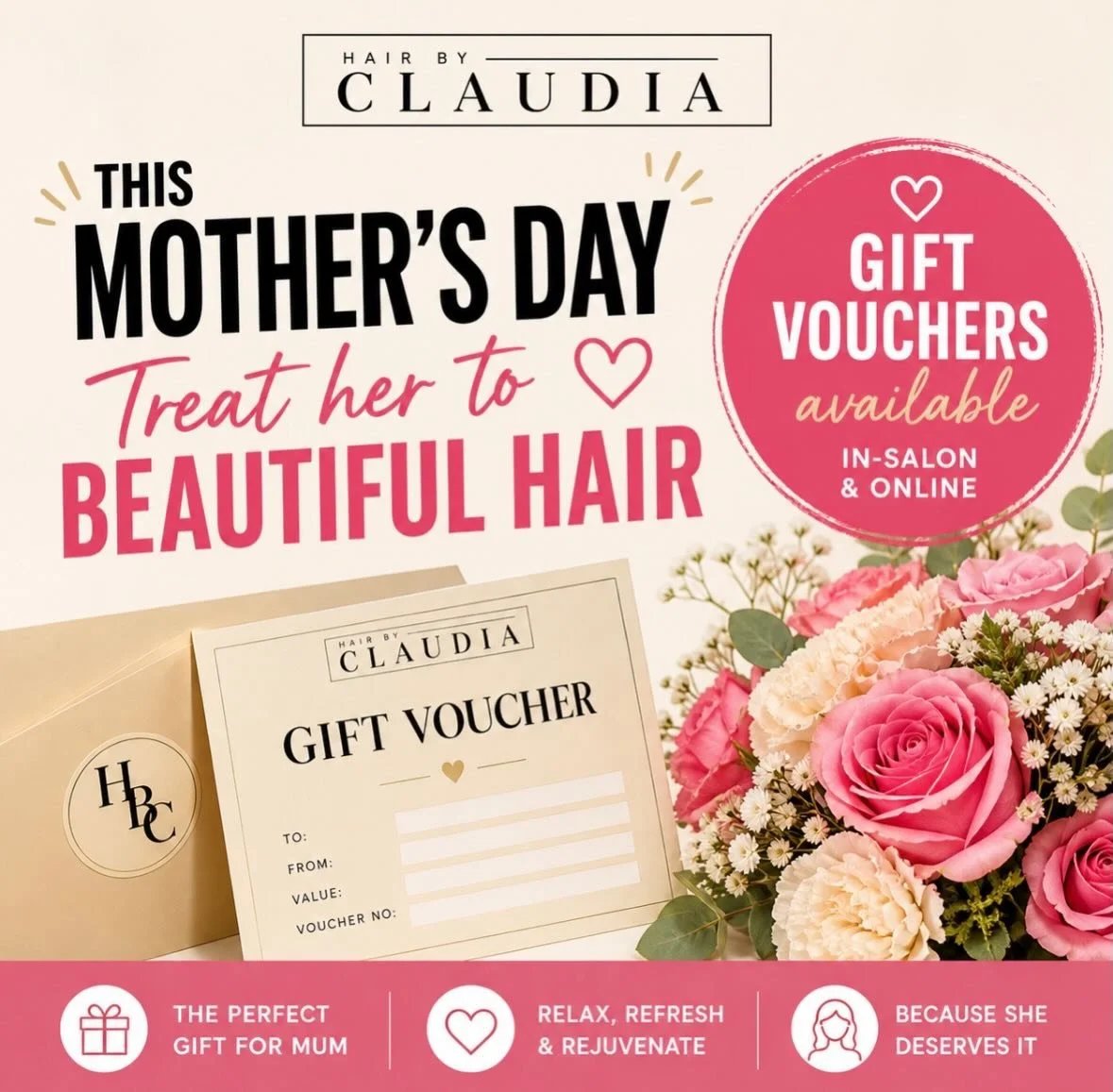 Mum called&hellip; she wants good hair this Mother&rsquo;s Day. Gift vouchers are available now for the mums who deserve a little time out, fresh hair &amp; some serious pampering. Available in-salon or online and perfect for last minute gifting. DM 
