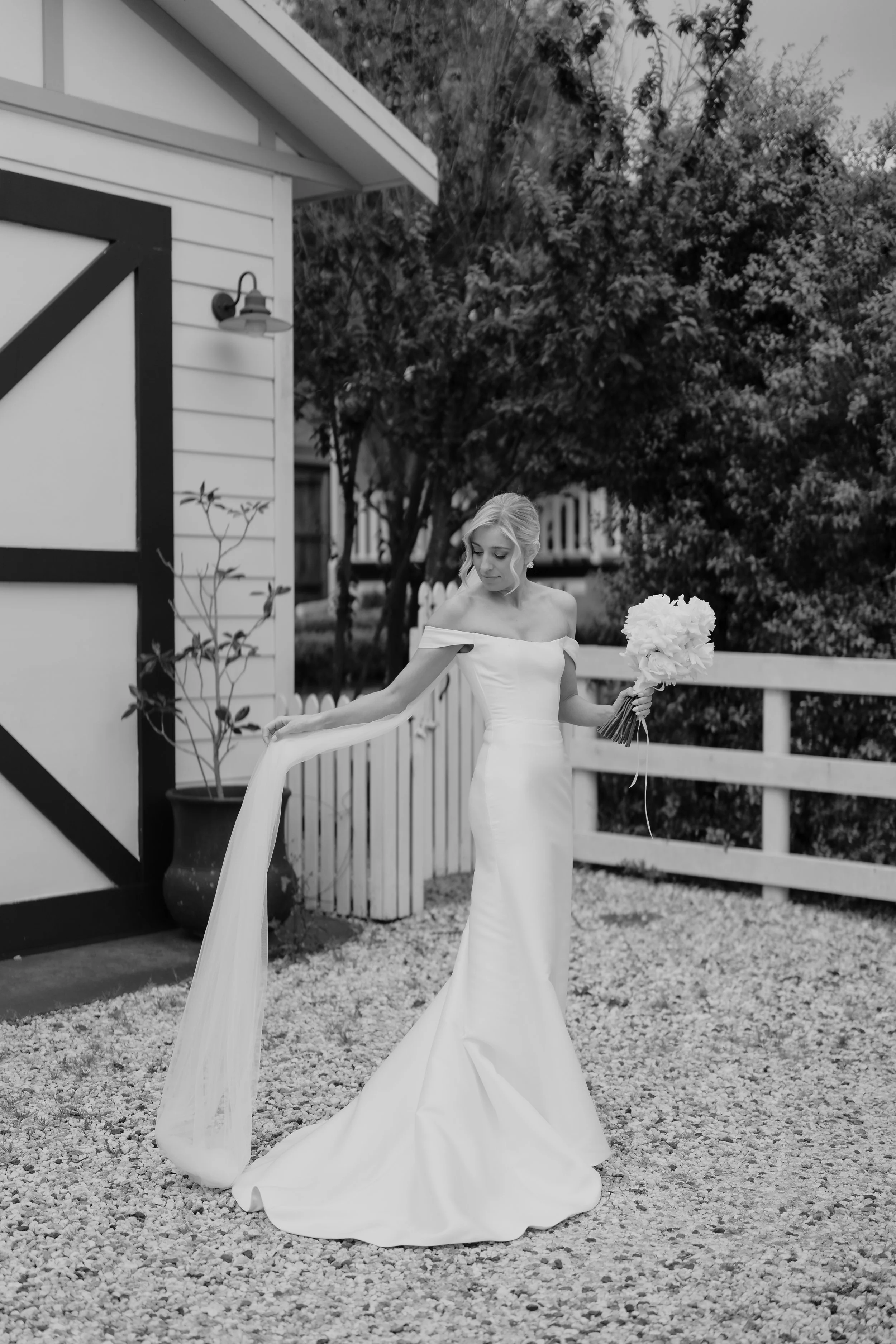 Black & White Bride Dress Southern Highlands Wedding Bendooley