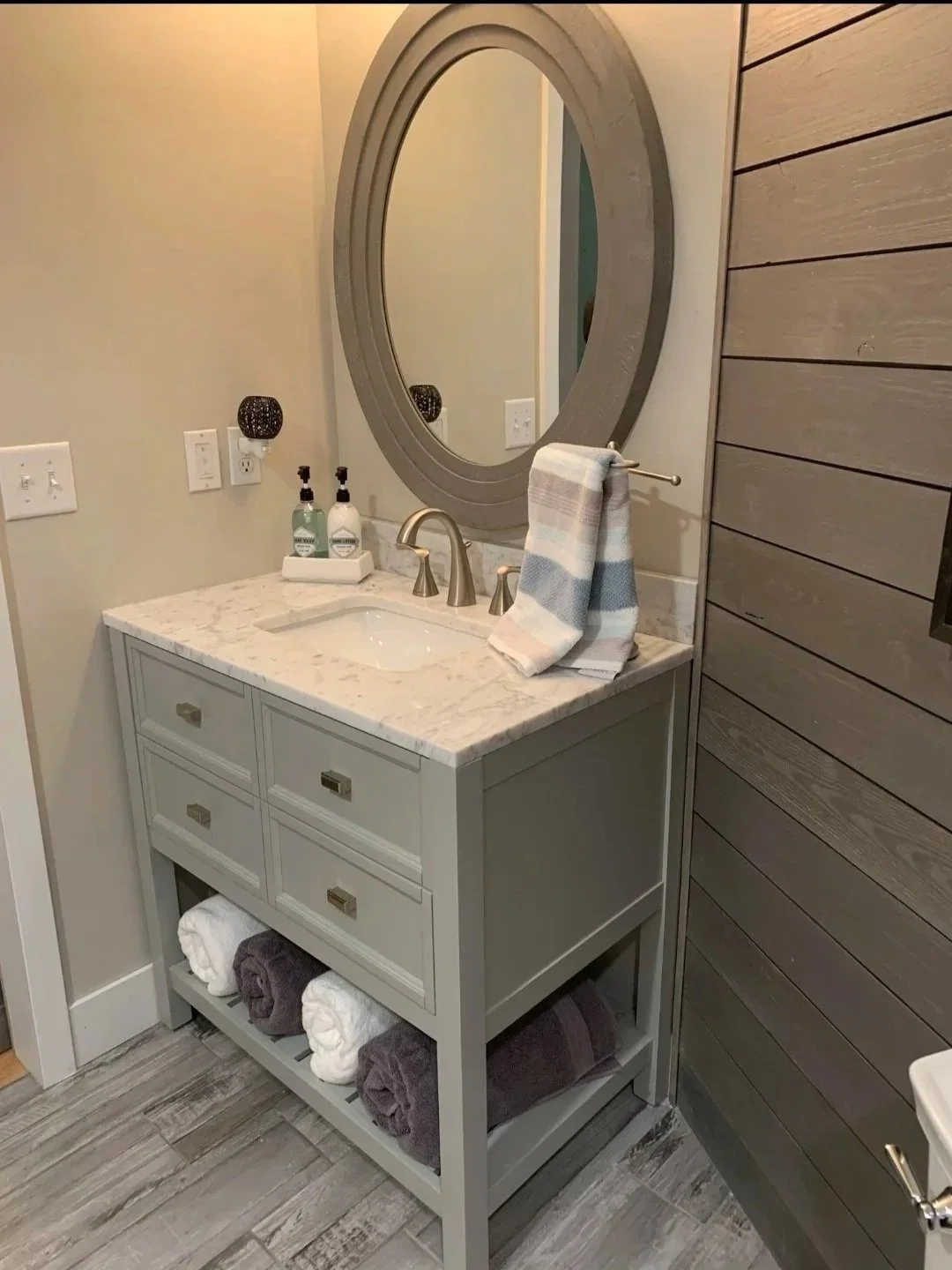Before and after bathroom remodel with tile shower in Somerset WI home