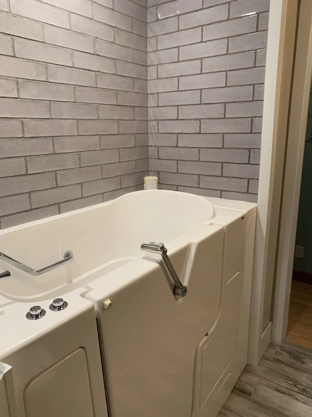 Walk-in shower installation with bench seat Wyoming MN bathroom update