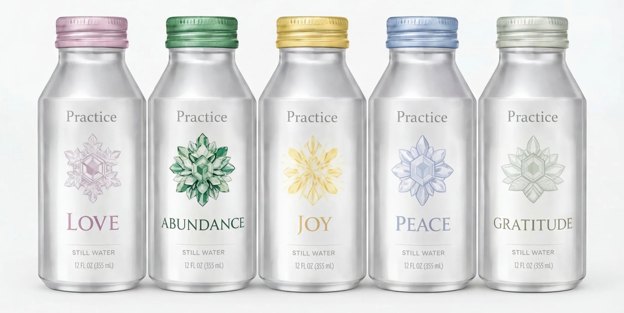 Future products, each infused with Love, Abundance, Joy, Peace, or Gratitude.