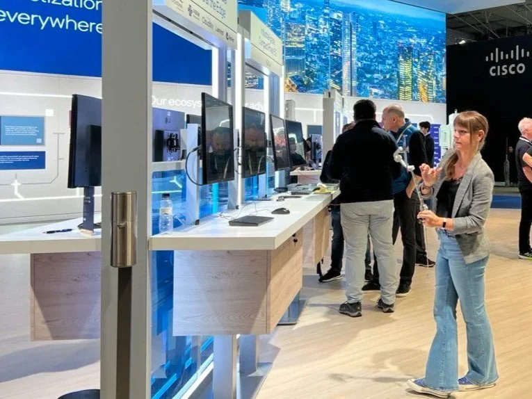 Chelsea Larson-Andrews at Intel booth