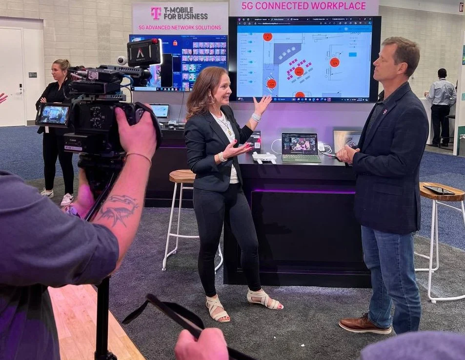 Beverley Eve conducting a 5G demo interview